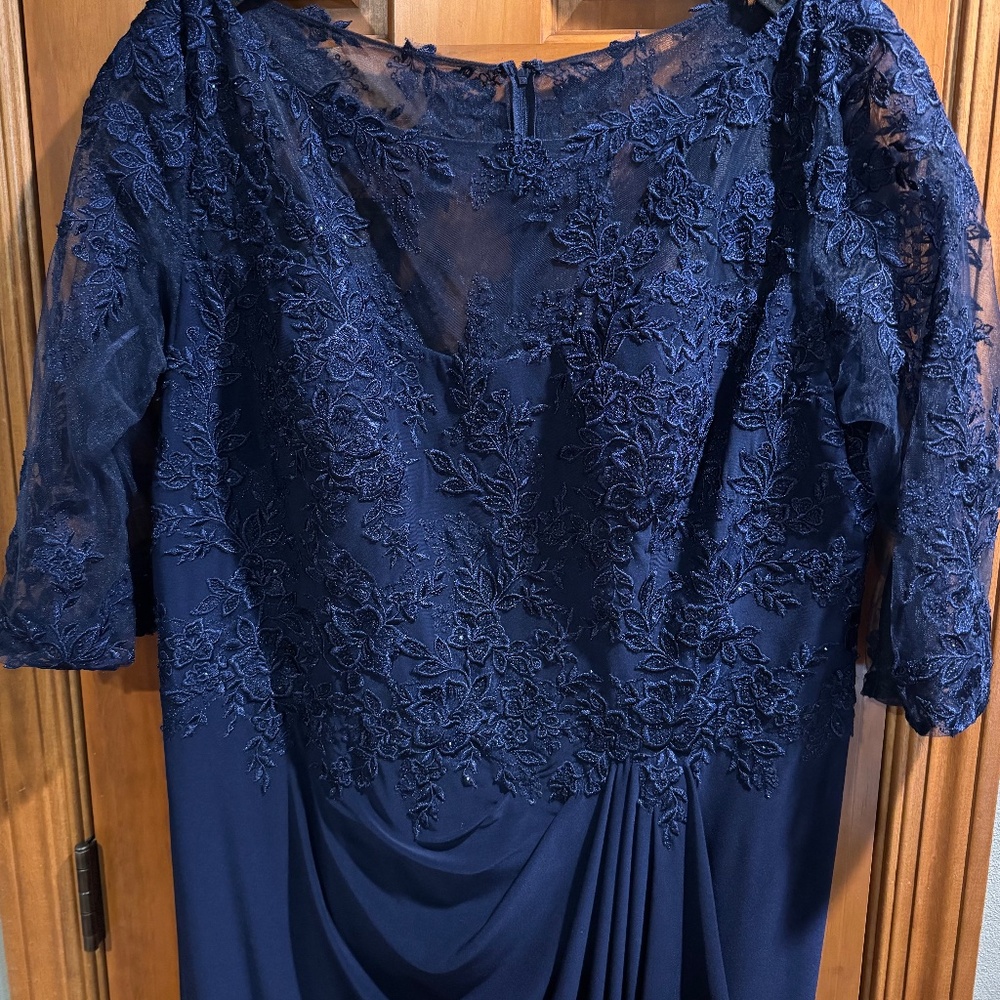 Mother of Bride Floor Length Navy Dress - Picture 3 of 7